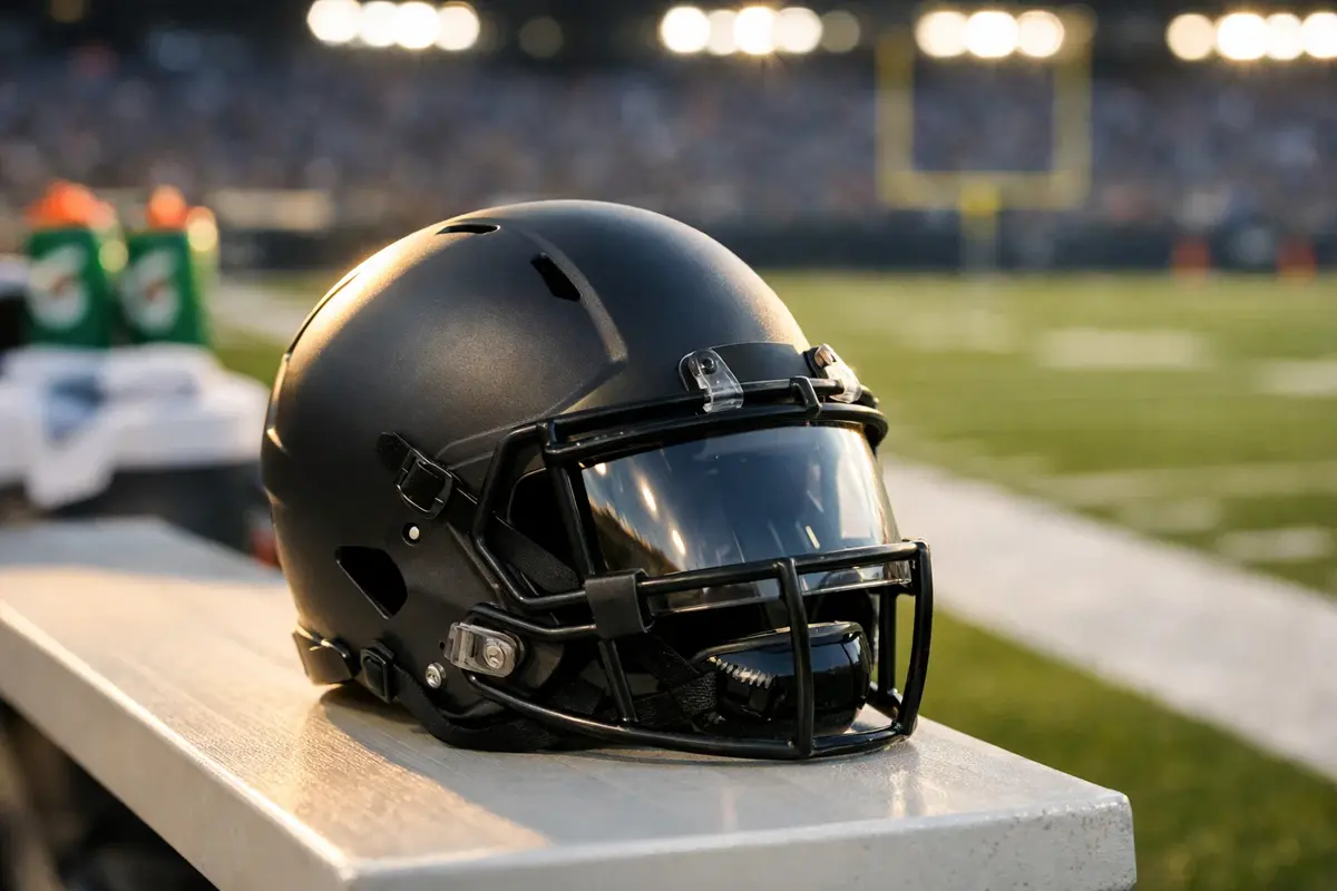 American-Football-Helm auf der Seitenlinie eines NFL-Stadions – Handicap Wetten